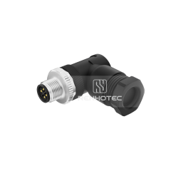 M12 Male Plug Right Angle Unshielded Field Wireable Connector, Screw Termination