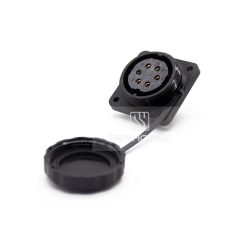 Alternative view of SP2914 Connector IP68 Waterproof Female 2-35 Pin Socket Rear-nut Mount 4 Hole Flange