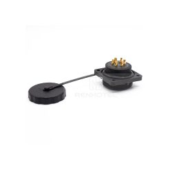 Alternative view of SP2914/S6 Waterproof Socket Rear-nut Mount 4 Hole Flange Solder