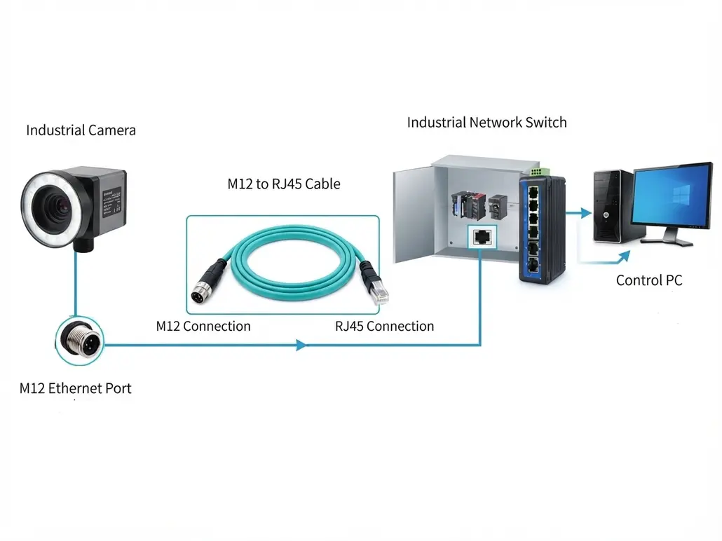 M12 to RJ45 Cable in Machine Vision